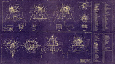 NASA Apollo LEM Blueprint Art Poster Space Collectible and Replica